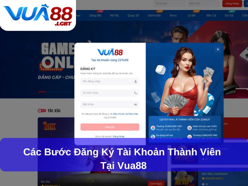 Trang chủ Các bước đăng ký tài khoản thành viên tại Vua88