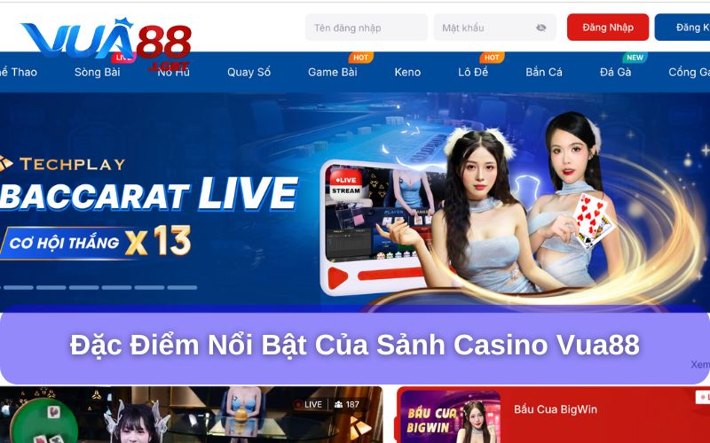 Yếu tố nổi bật của sảnh chơi casino tại Vua88